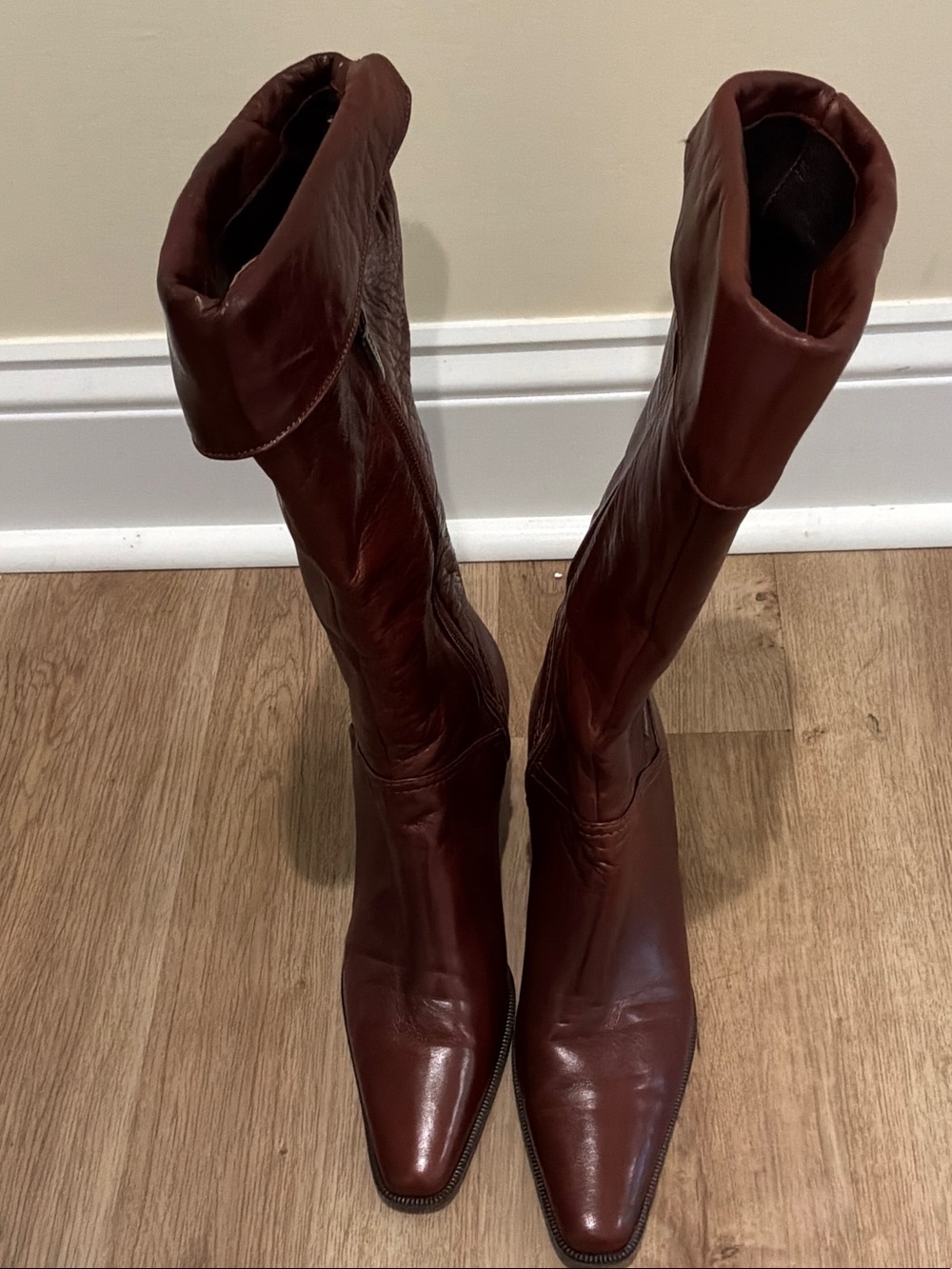 Prevata Women's vintage cognac brown leather boots size 7.5 AA made in Italy